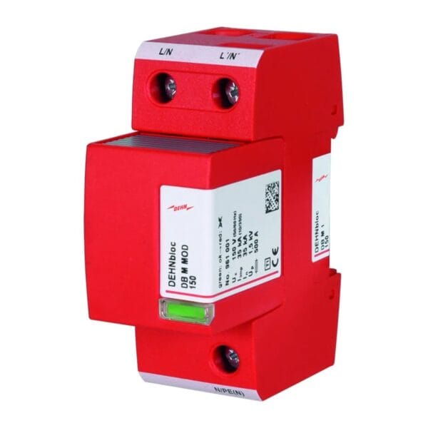 Base de 1 polo para montaje en PCBs/ DEHNbloc modular/Descargador de corriente de rayo unipolar, modular, coordinado,  (Clase I para 120 V) DEHN 961110