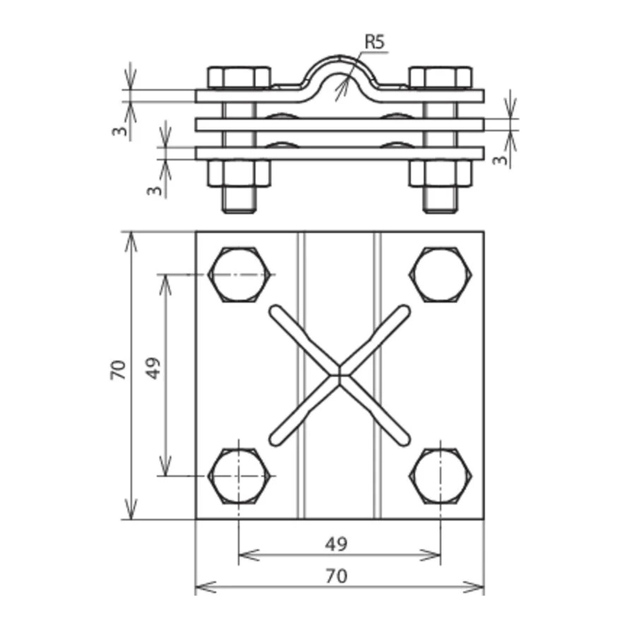 Conector variable St/tZn para Rd 8-10/Fl 30-40mm DEHN 321045 - Imagen 2