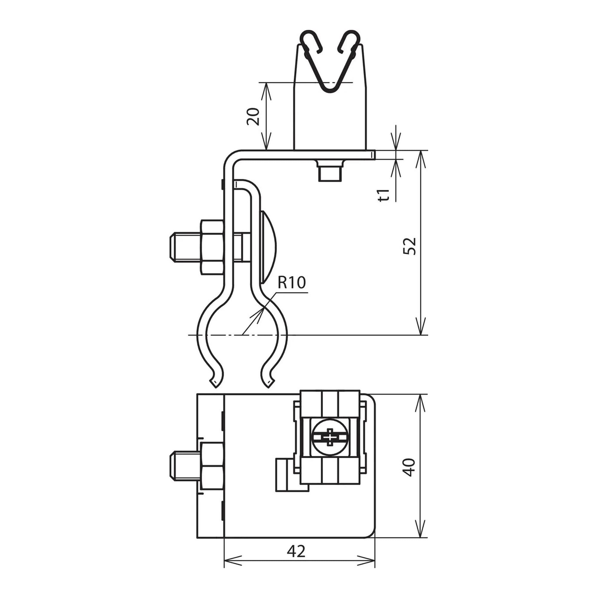 Soporte de conductor de techo Al/StSt para lámina DEHN 223041 - Imagen 2