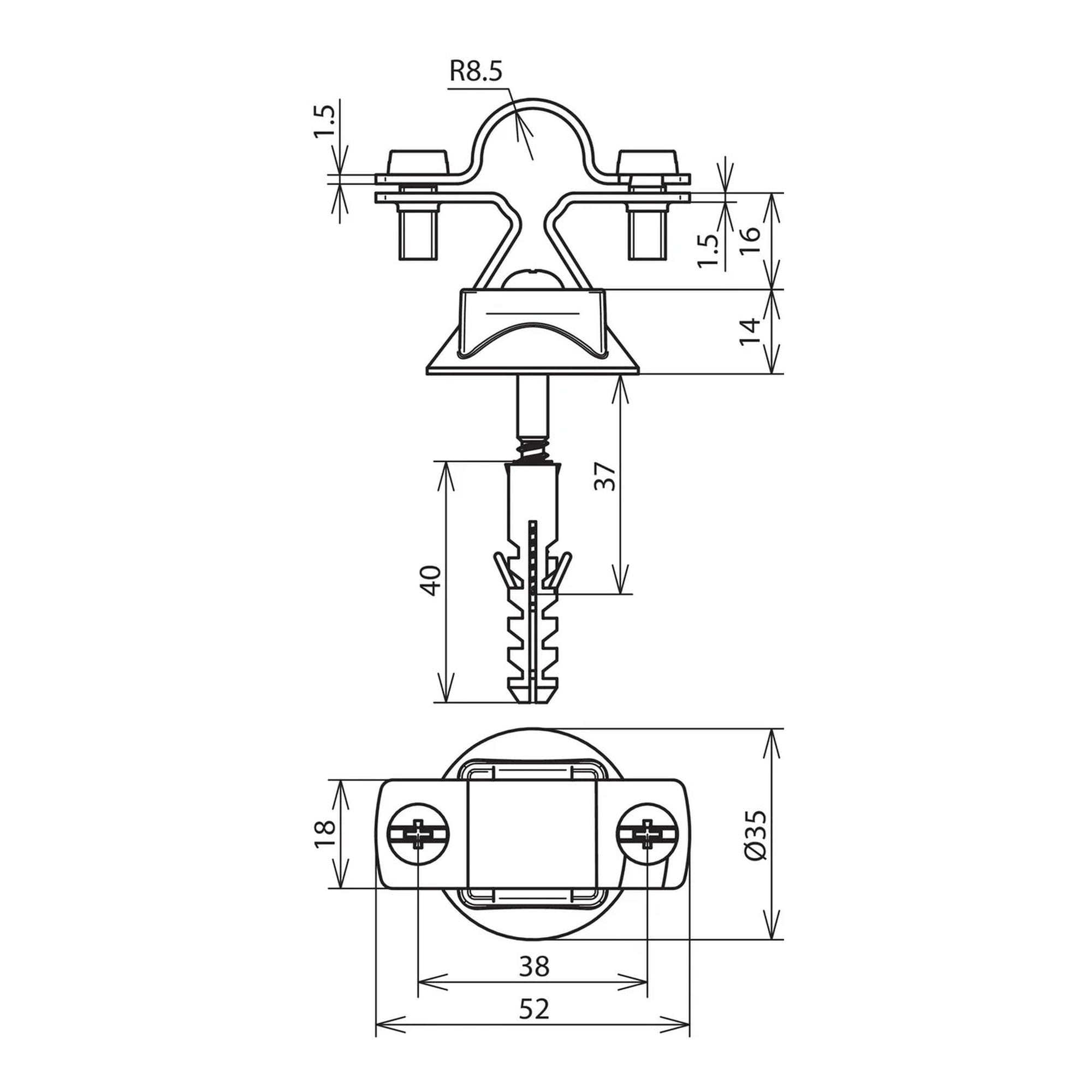Soporte de varilla StSt para Rd 16mm DEHN 274260 - Imagen 2