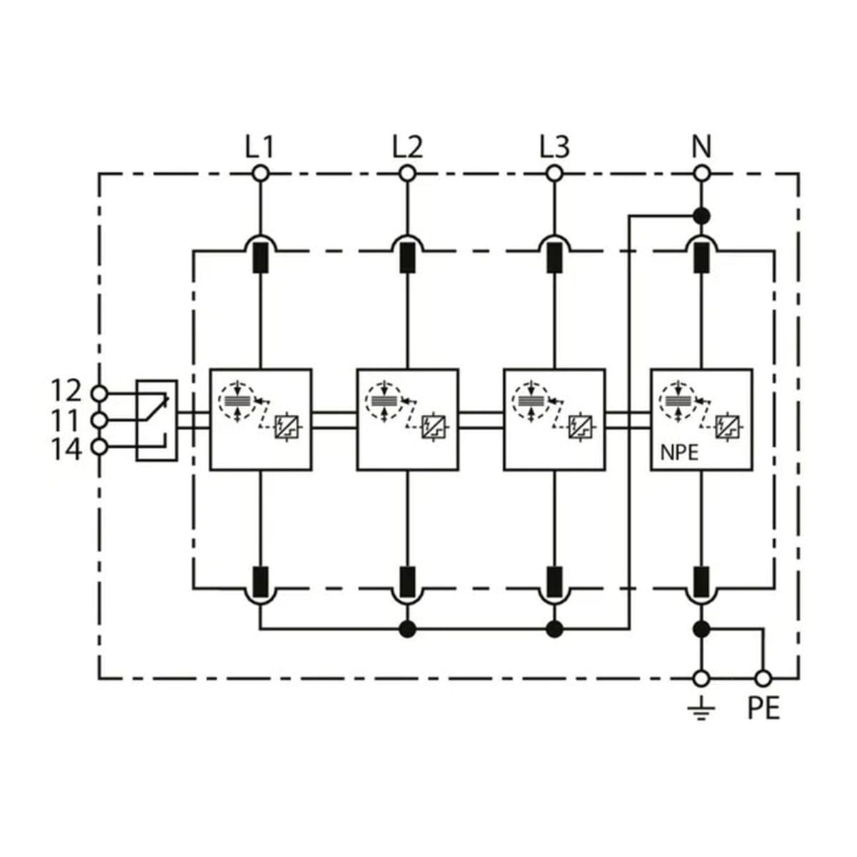 Supresor de sobretension DEHNvista tipo I+II para 3F+N+T, voltaje nominal 120/150 V DEHN 900346 - Imagen 2
