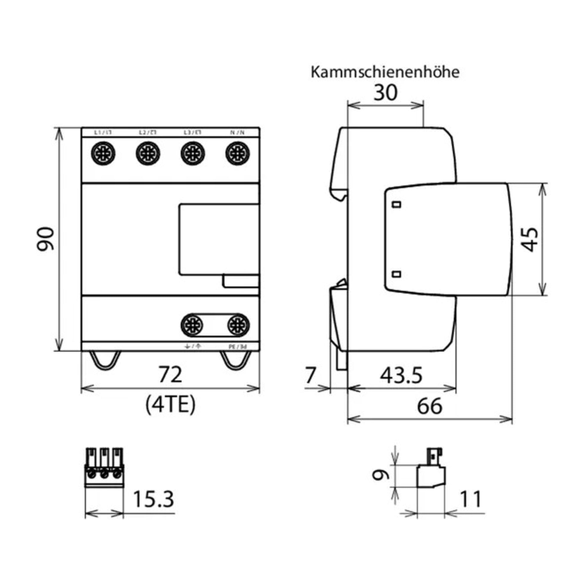 Supresor de sobretension DEHNvista tipo I+II para 3F+N+T, voltaje nominal 120/150 V DEHN 900346 - Imagen 3