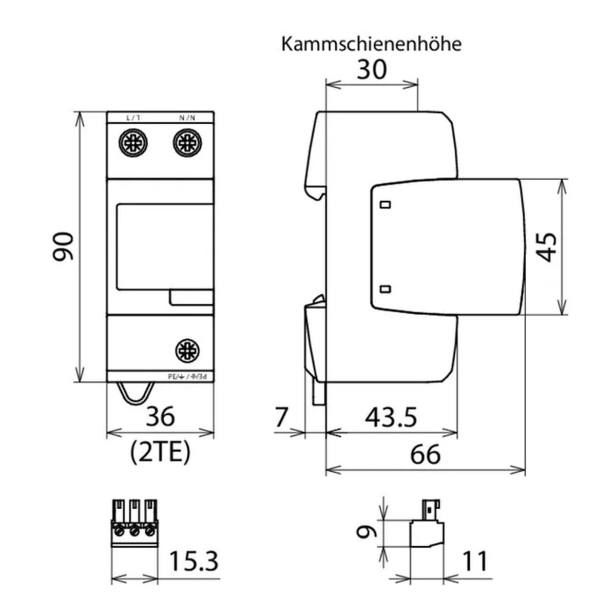 Supresor de sobretension DEHNvista tipo I+II para F+N, voltaje nominal 120/150 V DEHN 900347 - Imagen 3